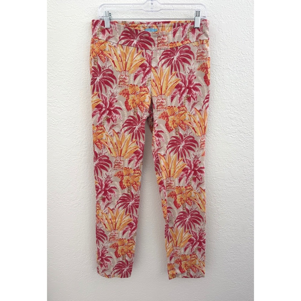 J.McLaughlin Stretch Masie Pants Pull On Size 10 Tropical Resortwear Vacation